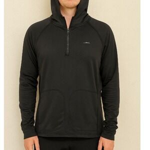 Bass Pullover Hoodie Mens Large‎ Black Activewear Quarter Zip Lightweight